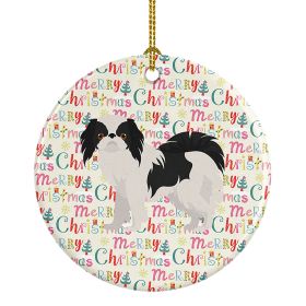 Japanese Chin #2 Merry Christmas Ceramic Ornament Christmas Tree Hanging Decorations for Home Christmas Holiday, Party, Gift, 3 in, Multicolor