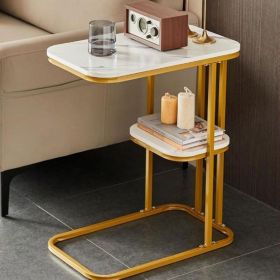 C-Shaped End Table, End Table for Couch, Table for Couch, C Shaped Side Table with Storage Shelf, Use for Couch and Bed, Small Spaces, Living Room