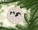 Japanese Chin #2 Merry Christmas Ceramic Ornament Christmas Tree Hanging Decorations for Home Christmas Holiday, Party, Gift, 3 in, Multicolor