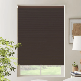 WELLSOURCE Cordless Cellular Shades without Drilling Honeycomb Blinds Blackout for Windows Bed Room, Office Easy to Install Custom Size (Color: brown, size: Contact us)