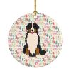 Merry Christmas Bernese Mountain Dog Ceramic Ornament Christmas Tree Hanging Decorations for Home Christmas Holiday, Party, Gift, 3 in, Multicolor