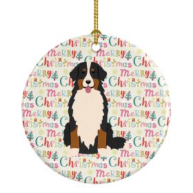 Merry Christmas Bernese Mountain Dog Ceramic Ornament Christmas Tree Hanging Decorations for Home Christmas Holiday, Party, Gift, 3 in, Multicolor (Default: Default)