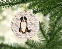Merry Christmas Bernese Mountain Dog Ceramic Ornament Christmas Tree Hanging Decorations for Home Christmas Holiday, Party, Gift, 3 in, Multicolor